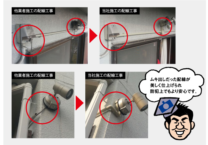 スマートで美しい防犯仕様の配線工事